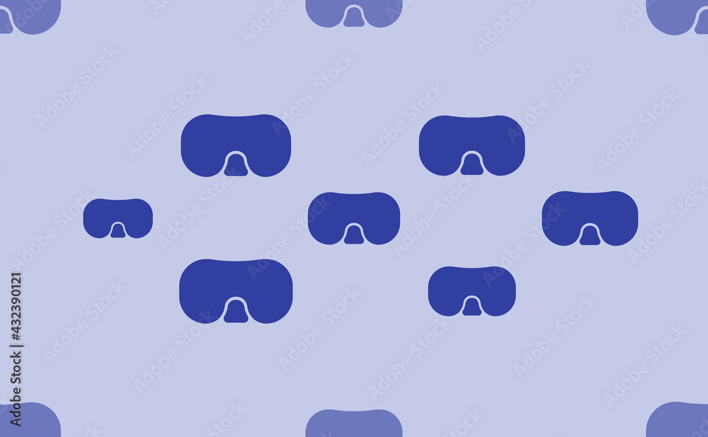 Seamless pattern of large isolated blue diving goggles symbols. The pattern is divided by a line of elements of lighter tones. Vector illustration on light blue background Seamless pattern of large isolated blue diving goggles symbols. The pattern is divided by a line of elements of lighter tones. Vector illustration on light blue background