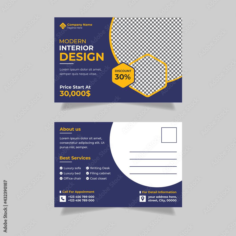 Fototapeta premium Modern Abstract Interior design postcard template