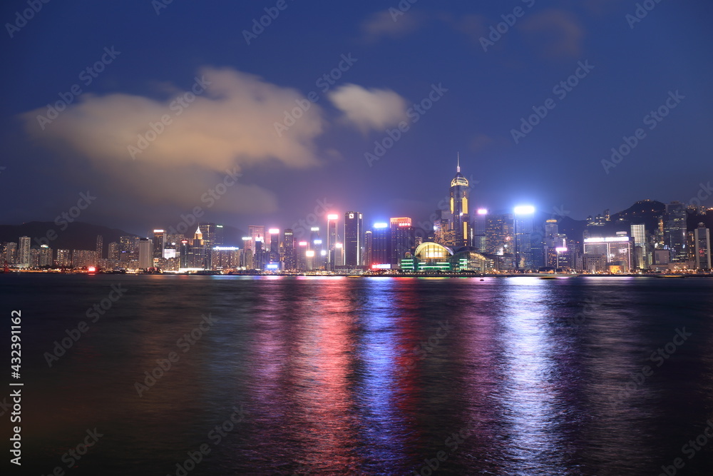 popular night cityscape from Victoria habour of Hongkong