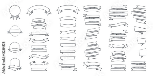 Wallpaper Mural Ribbon Banners. Set of hand drawn ribbons banners with label, tag and quality badges. Vector illustration Torontodigital.ca