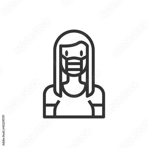 People Icon Woman Facemask Vector Illustration