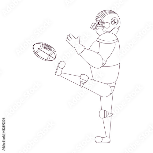 Isolated amercian football player cartoon