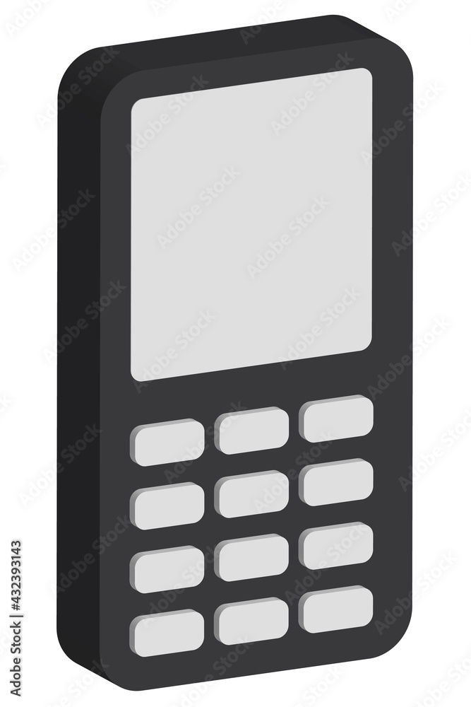 3d push-button telephone icon with blank screen for design. Mobile phone vector illustrator 3d push-button telephone icon with blank screen for design. Mobile phone vector illustrator