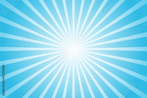 Abstract blue background with sun ray. Summer vector illustration