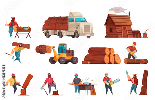 Lumberjack Cartoon Set