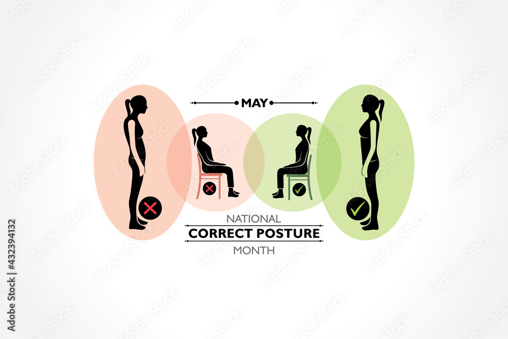 Naklejka premium National Correct Posture Month observed each year in May.