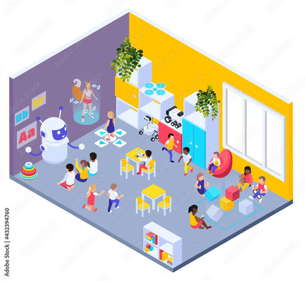 Obraz premium Futuristic Kindergarten Isometric Composition