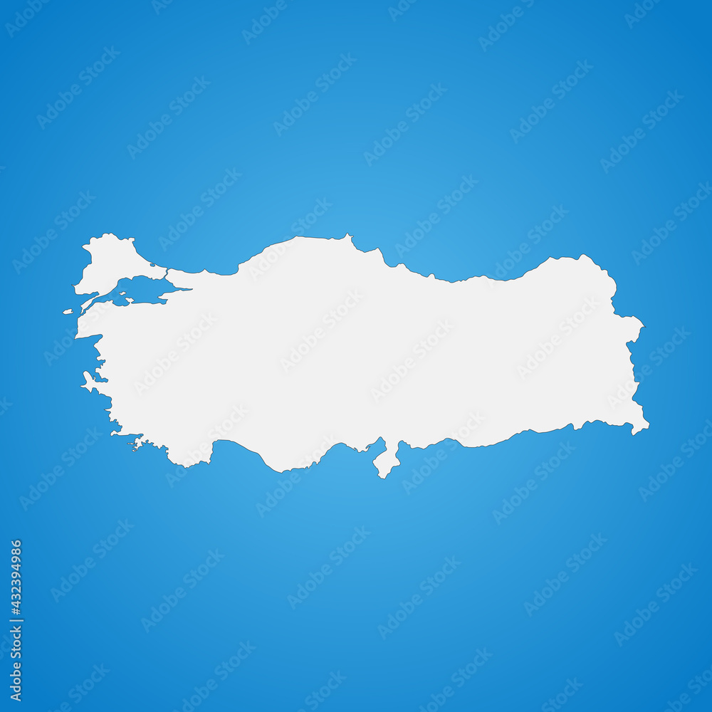 Highly detailed Turkey map with borders isolated on background