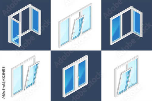 Windows Installation Isometric Design Concept