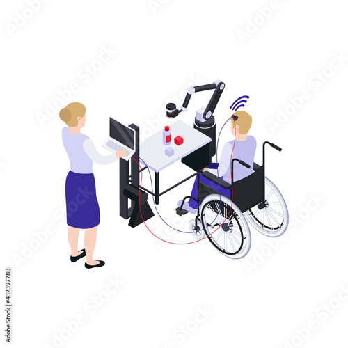 Brain Implant Isometric Icon