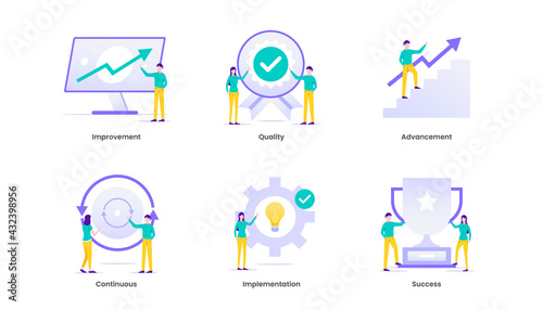 Kaizen Vector Illustration concept web icon. Business philosophy and corporate strategy concept of continual improvement. Suitable for ui, ux, web, mobile, banner and infographic.