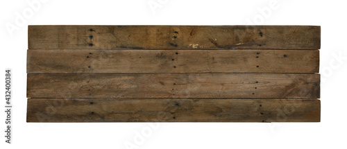 Old weathered wooden board isolated on white