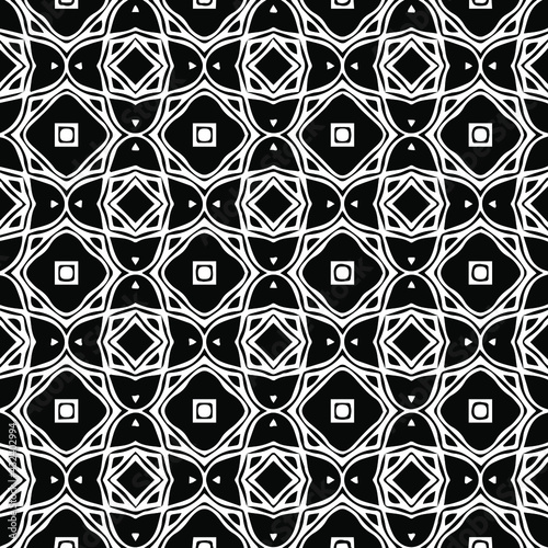  Geometric vector pattern with Black and white colors. Seamless abstract ornament for wallpapers and backgrounds.