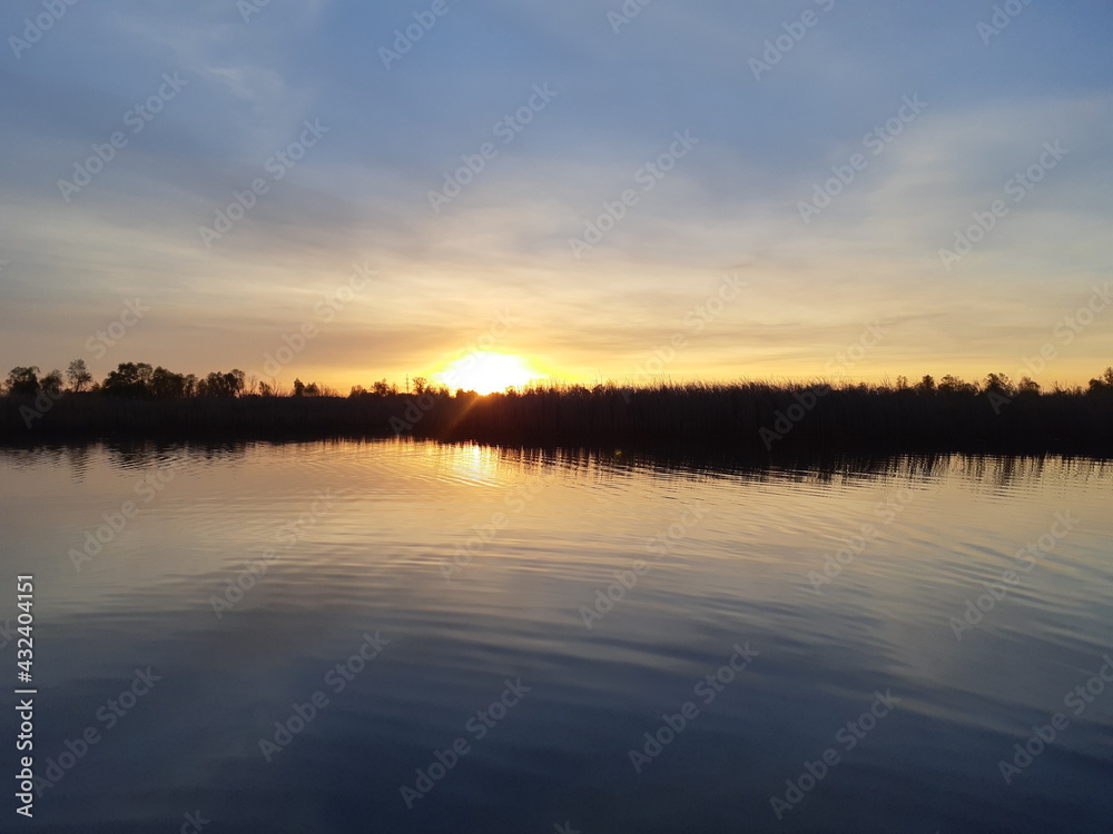 sunset over the river