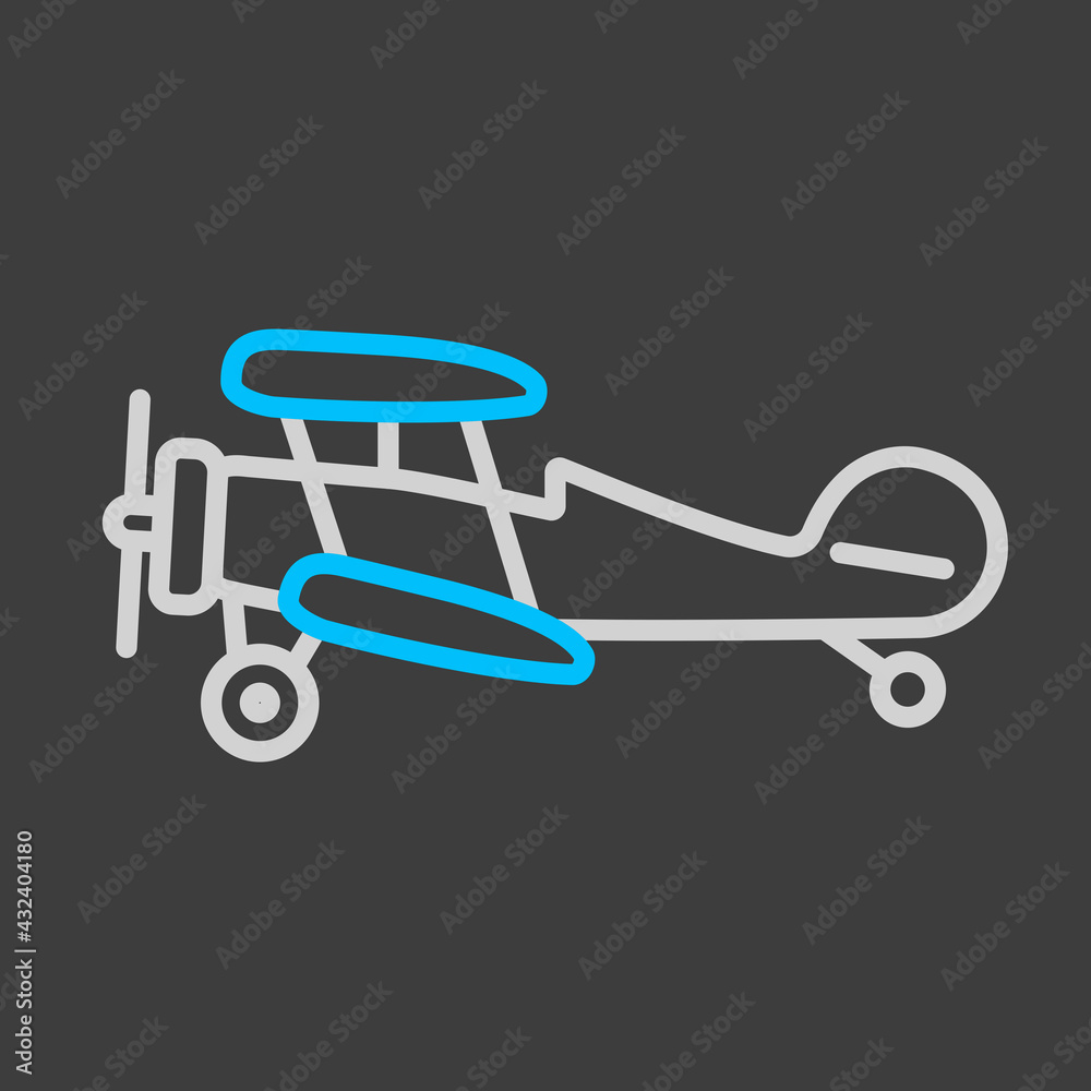 Light aircraft plane icon on dark background Light aircraft plane icon on dark background
