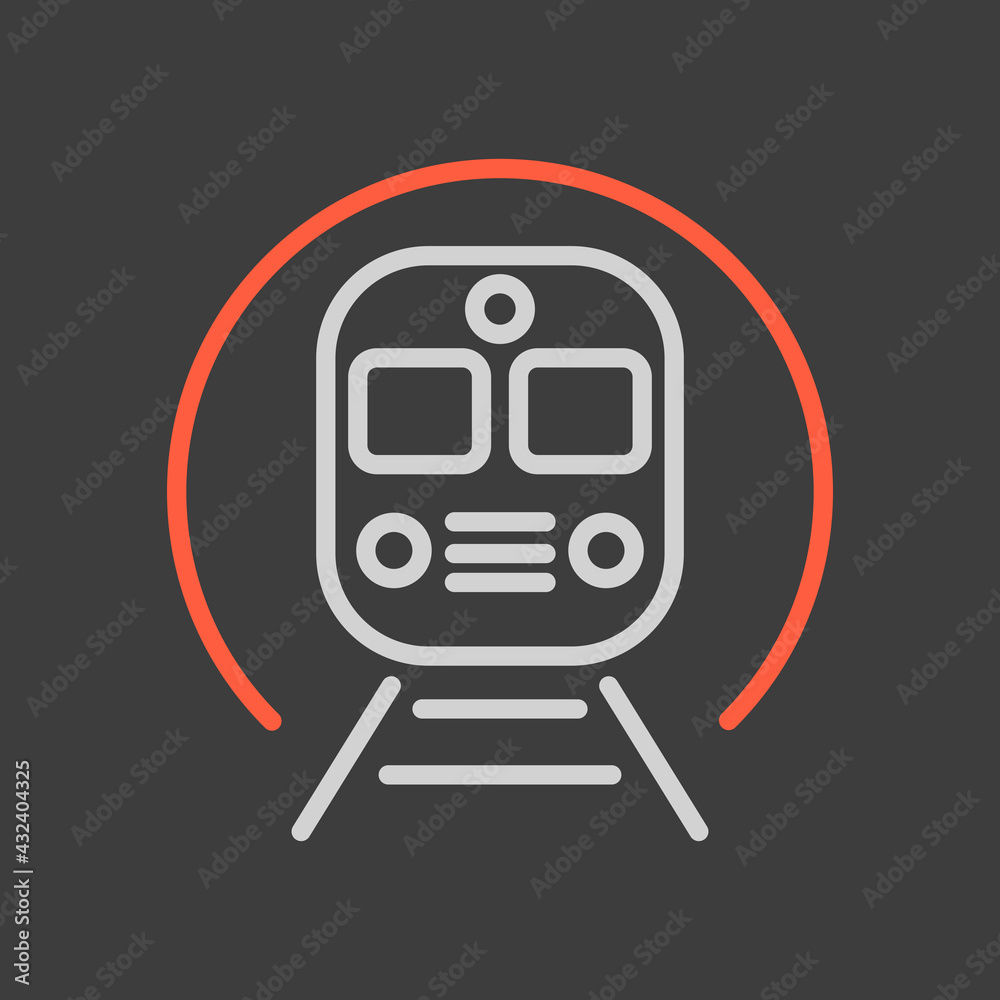 Subway underground metro train icon dark background Subway underground metro train icon dark background