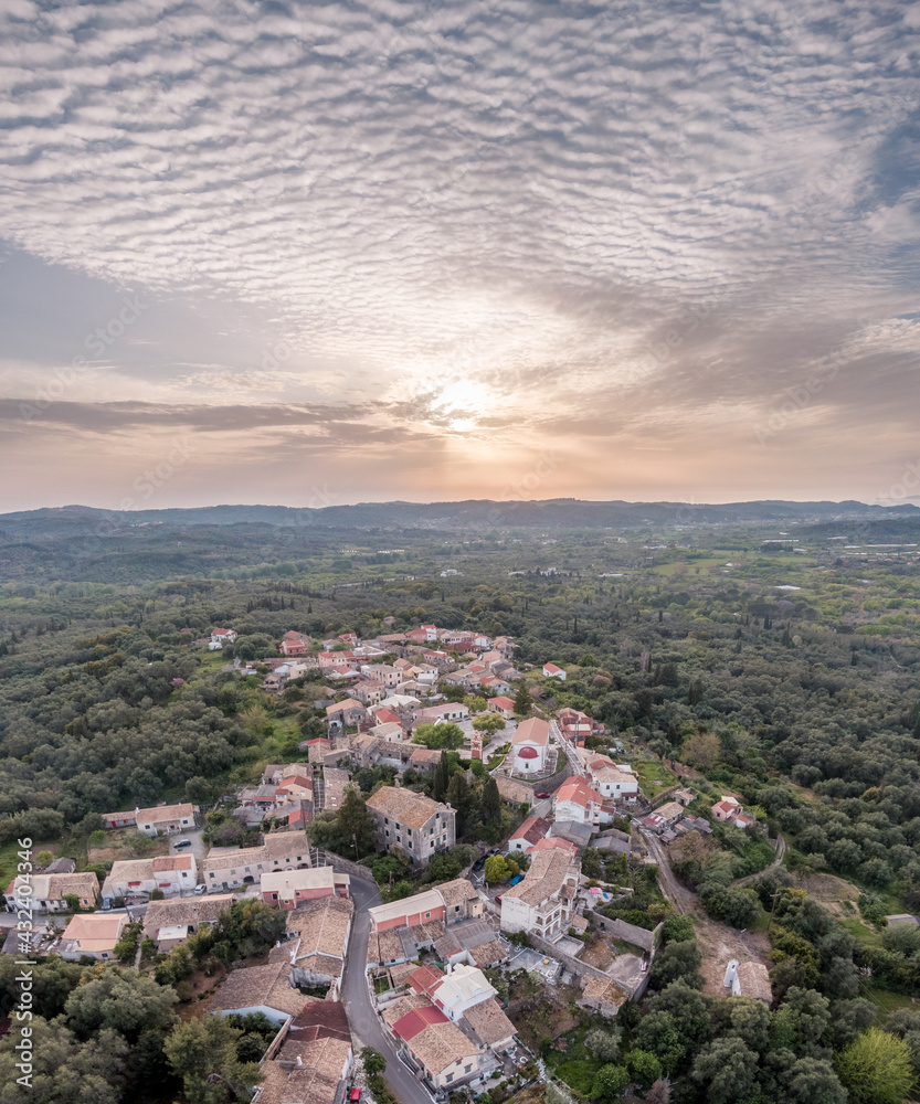 Agioi doulou sunset aerial view