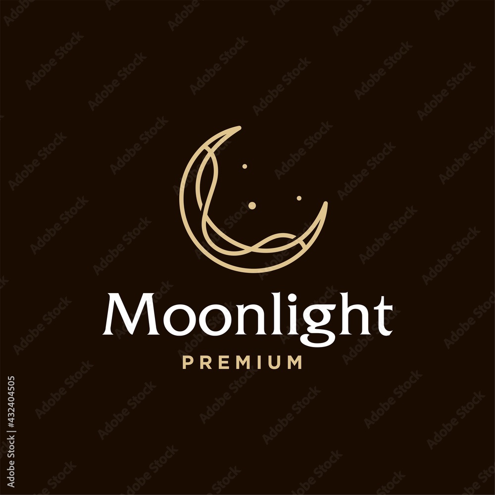 elegant crescent moon and star logo design line icon vector in luxury style outline linear elegant crescent moon and star logo design line icon vector in luxury style outline linear