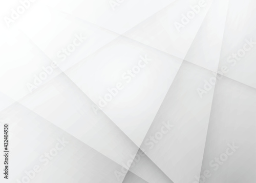 White abstract pattern vector background with geometric lines. Modern light grey technology minimal backdrop design with copy space