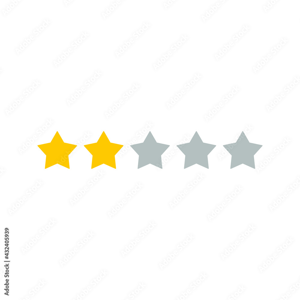 Stars rating icon set. Set of Gold star icons isolated color editable