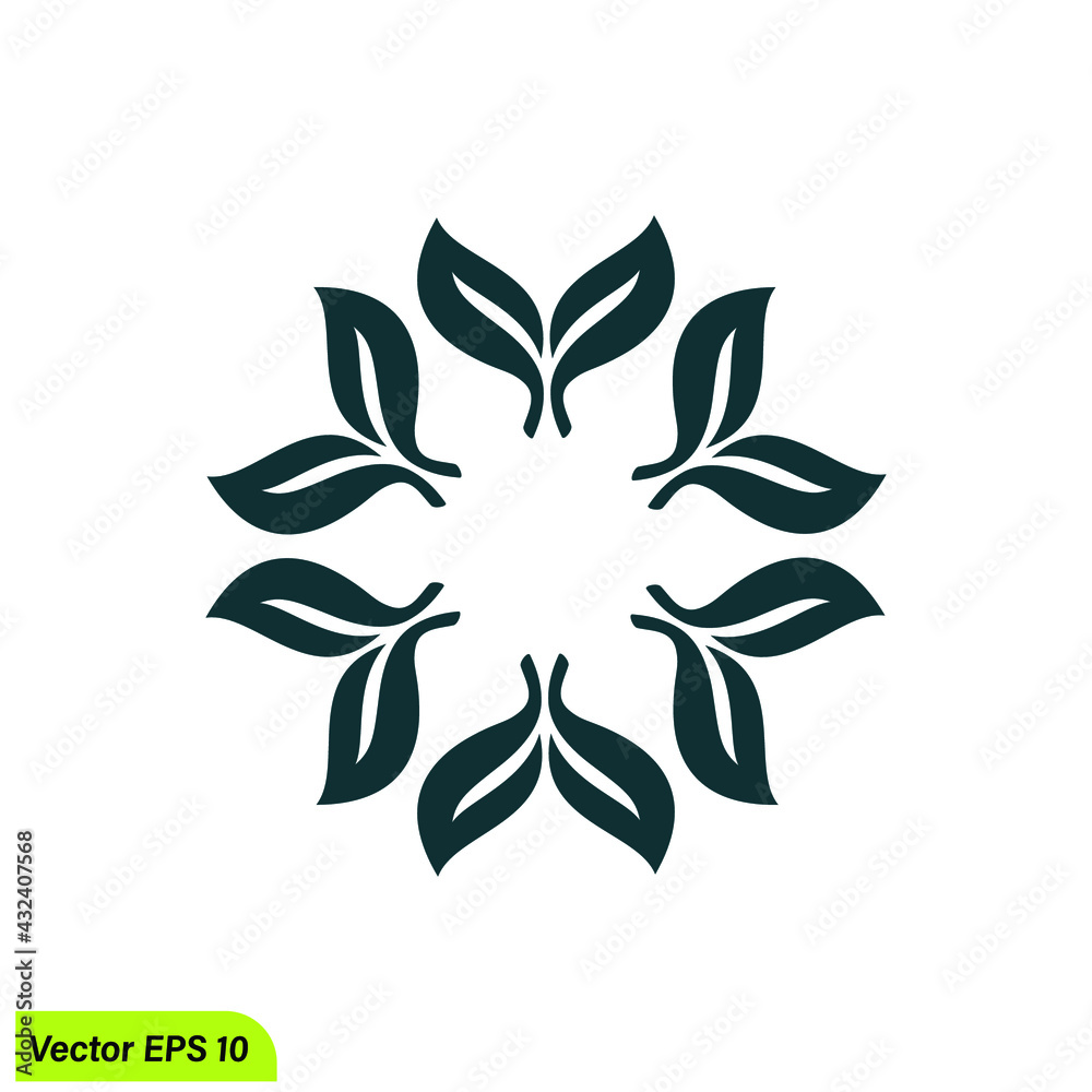 floral leaf ornamental icon