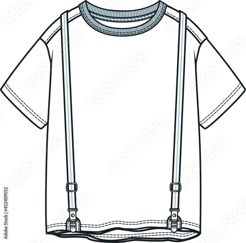T shirt flat sketch for teenagers