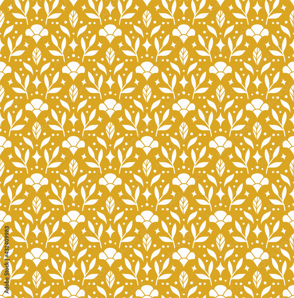 Modern floral art deco seamless pattern. Vector damask illustration with leaves. Decorative botanical background. Modern floral art deco seamless pattern. Vector damask illustration with leaves. Decorative botanical background.