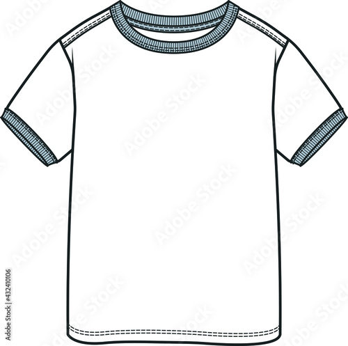 T shirt flat sketch for teenagers