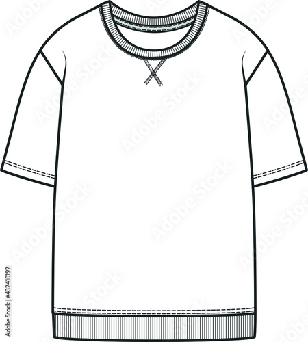 T shirt flat sketch for teenagers