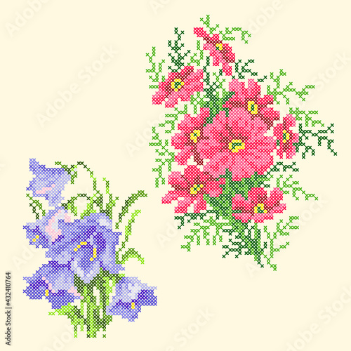 vector art embroidery flowers