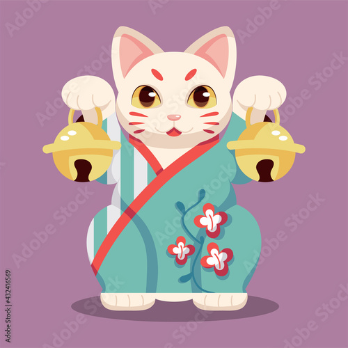 Isolated Japanese Maneki Neko Lucky cat