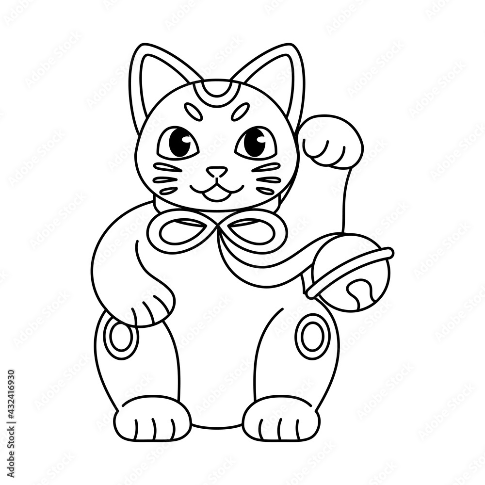 Fototapeta premium Outline of a Japanese Maneki Neko