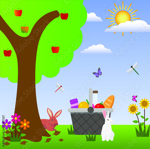 Garden picnic vector design illustration