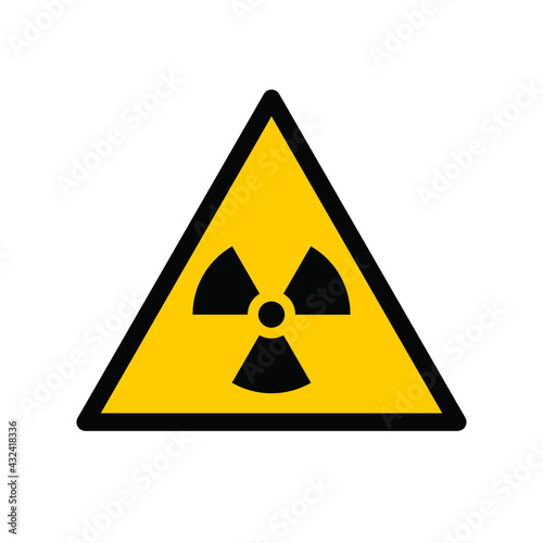 Radiation hazard sign. Triangular icon. Yellow background.
