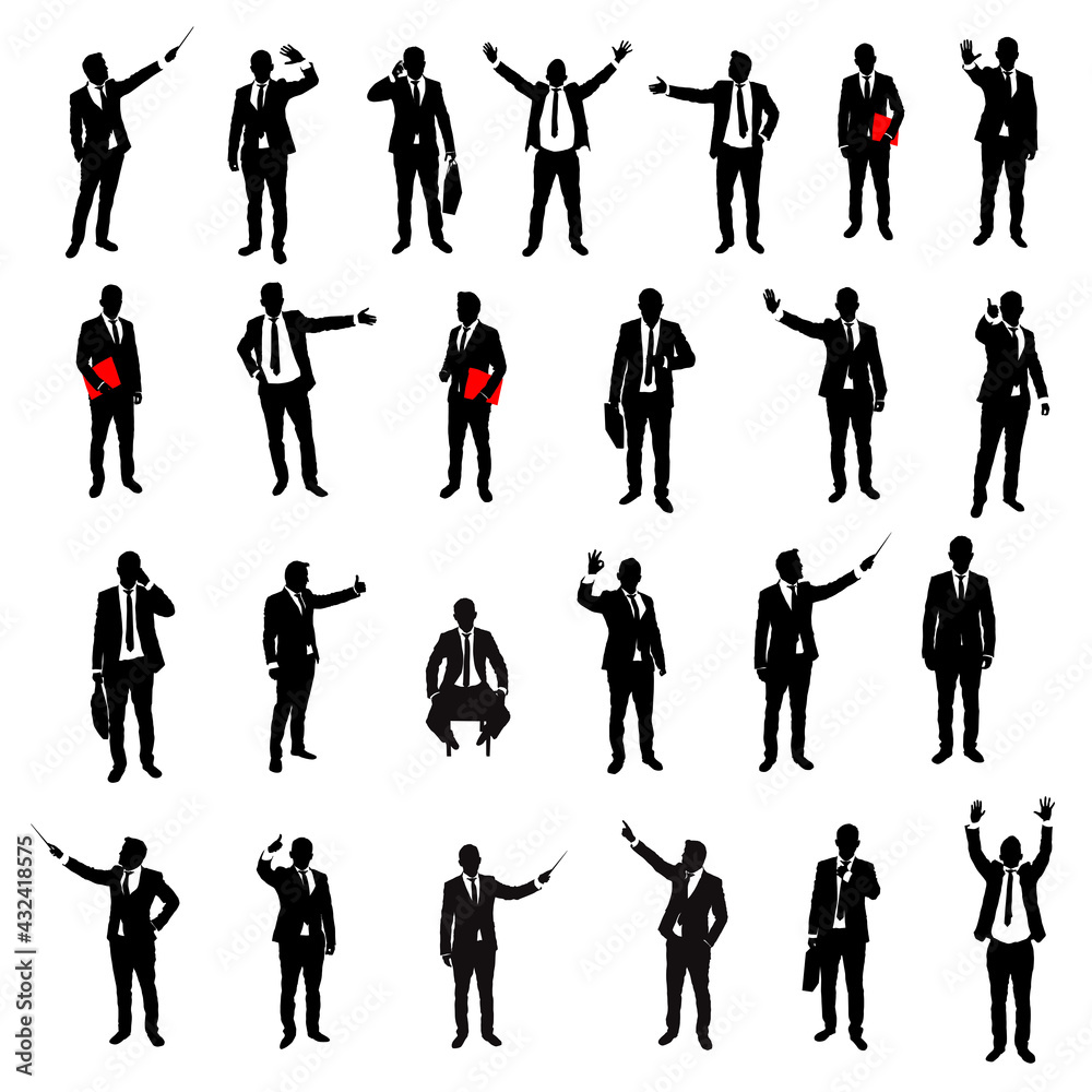 Silhouettes of business men, vector set
