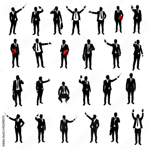 Silhouettes of business men, vector set photo