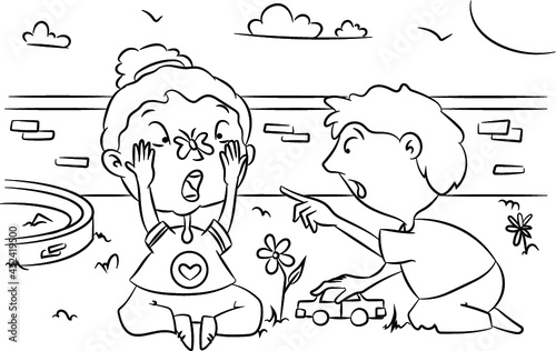 Coloring page boy and girl