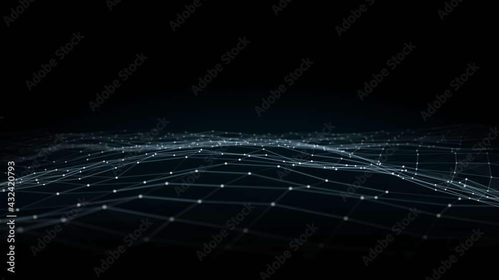 beautiful abstract wave technology background.Connection structure.Big data visualization and Business .