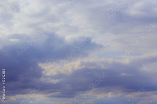 Fototapeta Naklejka Na Ścianę i Meble -  Cumulus clouds. Beautiful dark blue dramatic sky. Free space for lettering.