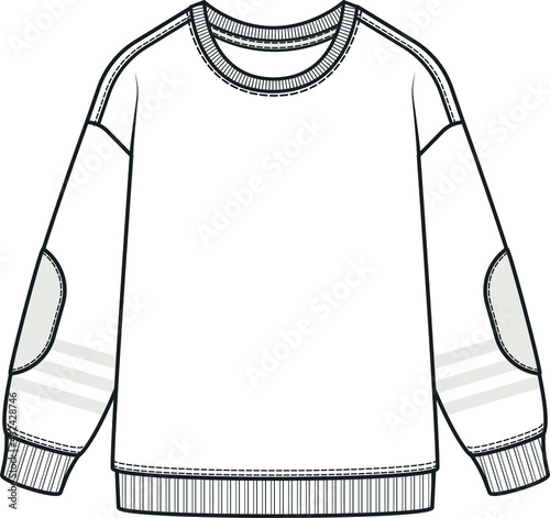 SWEATSHIRT Flat Sketch. Sweatshirt technical drawing for boys.