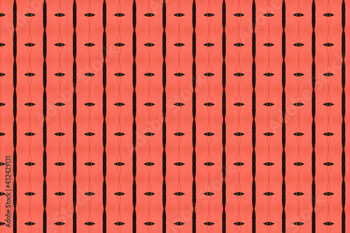 Black Abstract vertical lines on Red. Stripes pattern. Geometrical simple vertical image. Creative style. Print card, cloth, shirts, wrap, wrapper, web, cover, label, banner, emblem. Summer,