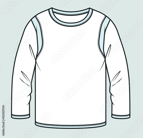 SWEATSHIRT Flat Sketch. Sweatshirt technical drawing for boys.