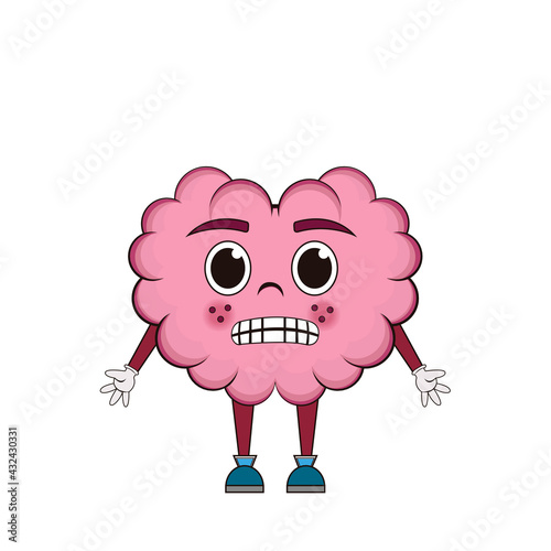 Isolated cartoon of a shivering brain