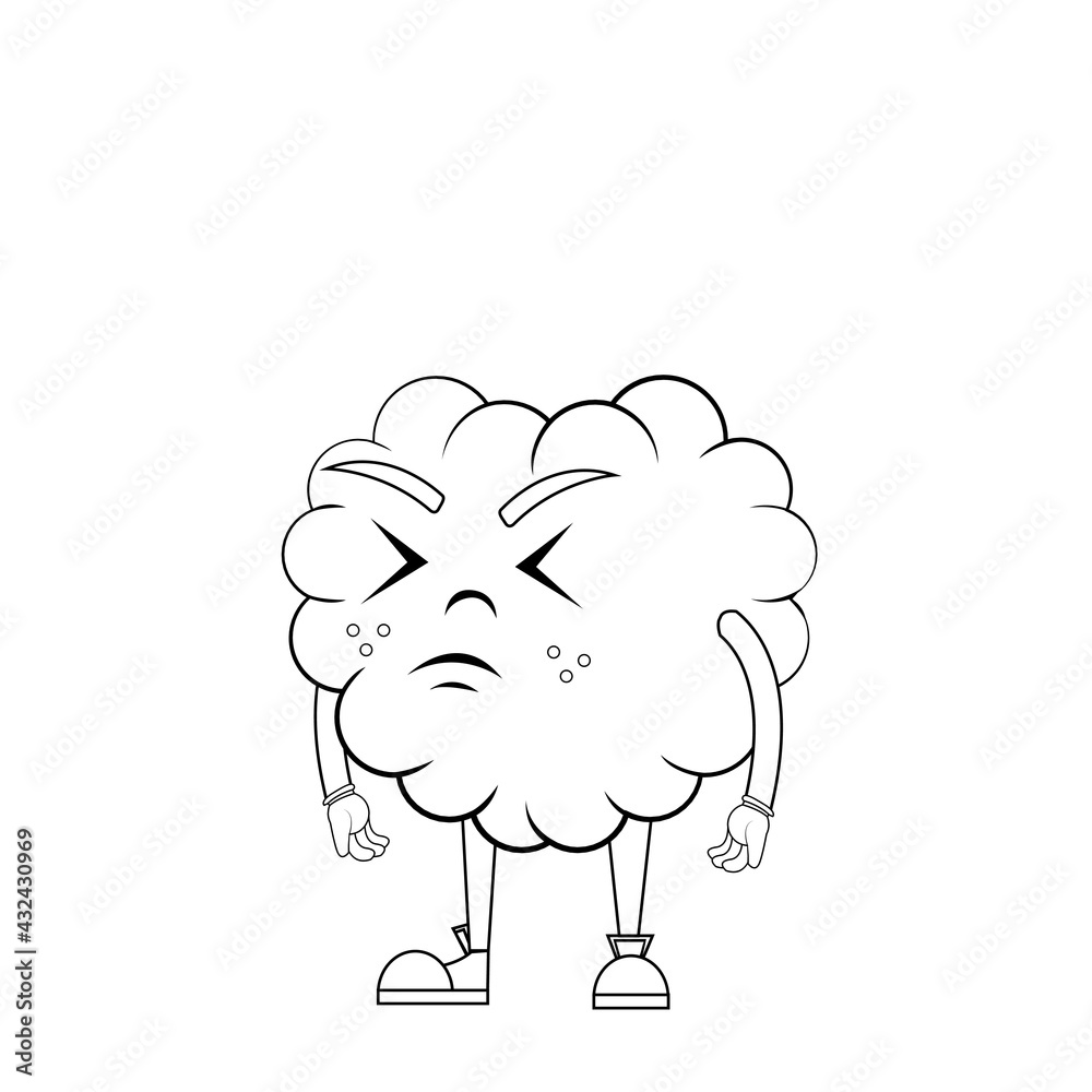 Fototapeta premium Isolated cartoon of a disappointed brain