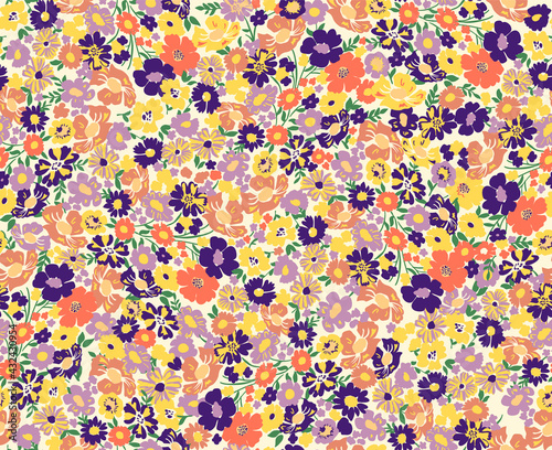 Floral liberty pattern. Plant background for fashion, tapestries, prints. Modern floral design perfect for fashion and decoration
