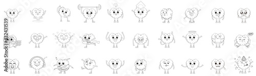 Set of cartoon of brains