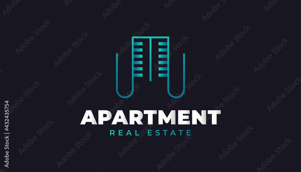 Real Estate Logo in Line Style with Modern and Minimalist Concept. Building, Property Development, Architecture and Construction Logo