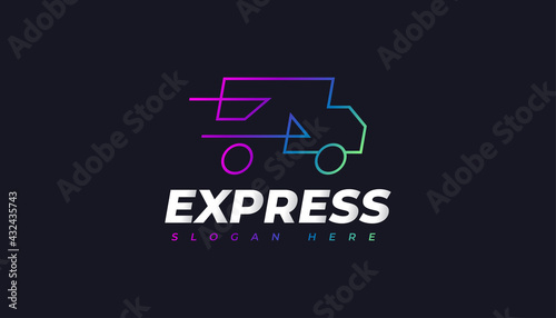 Express Delivery Truck or Fast Shipping Logo Design. Usable for Business, Technology, Apps, and Websites