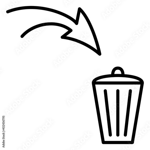 Recycling and processing of garbage. Trash bin. Place for collecting and disposing of waste. Vector Icon, Outline, Isolated, 48x48 Pixel.