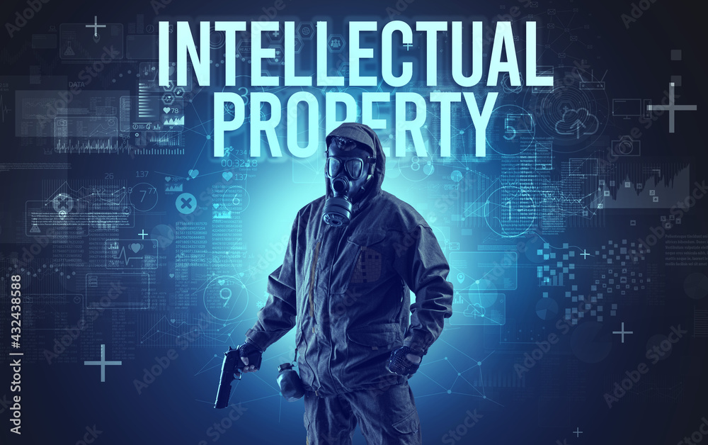 Fototapeta premium Faceless man with online security concept